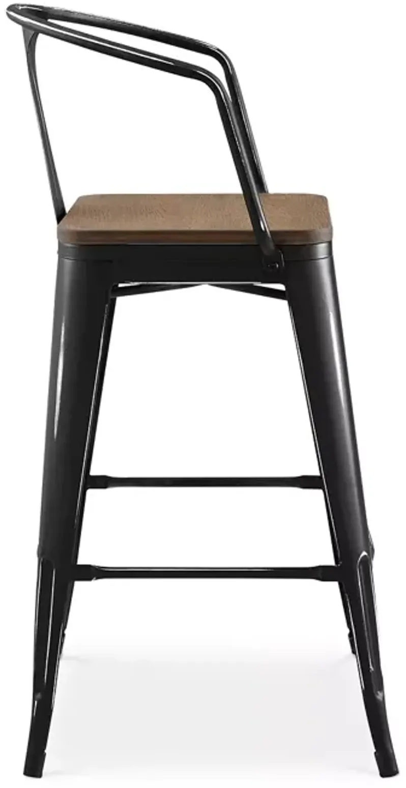 Modway Promenade Wooden Seat Bar Stool with Arms