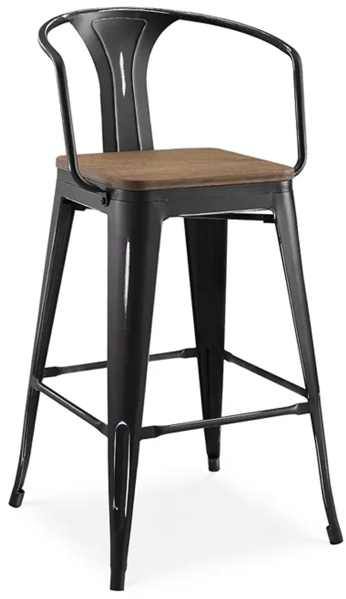 Modway Promenade Wooden Seat Bar Stool with Arms