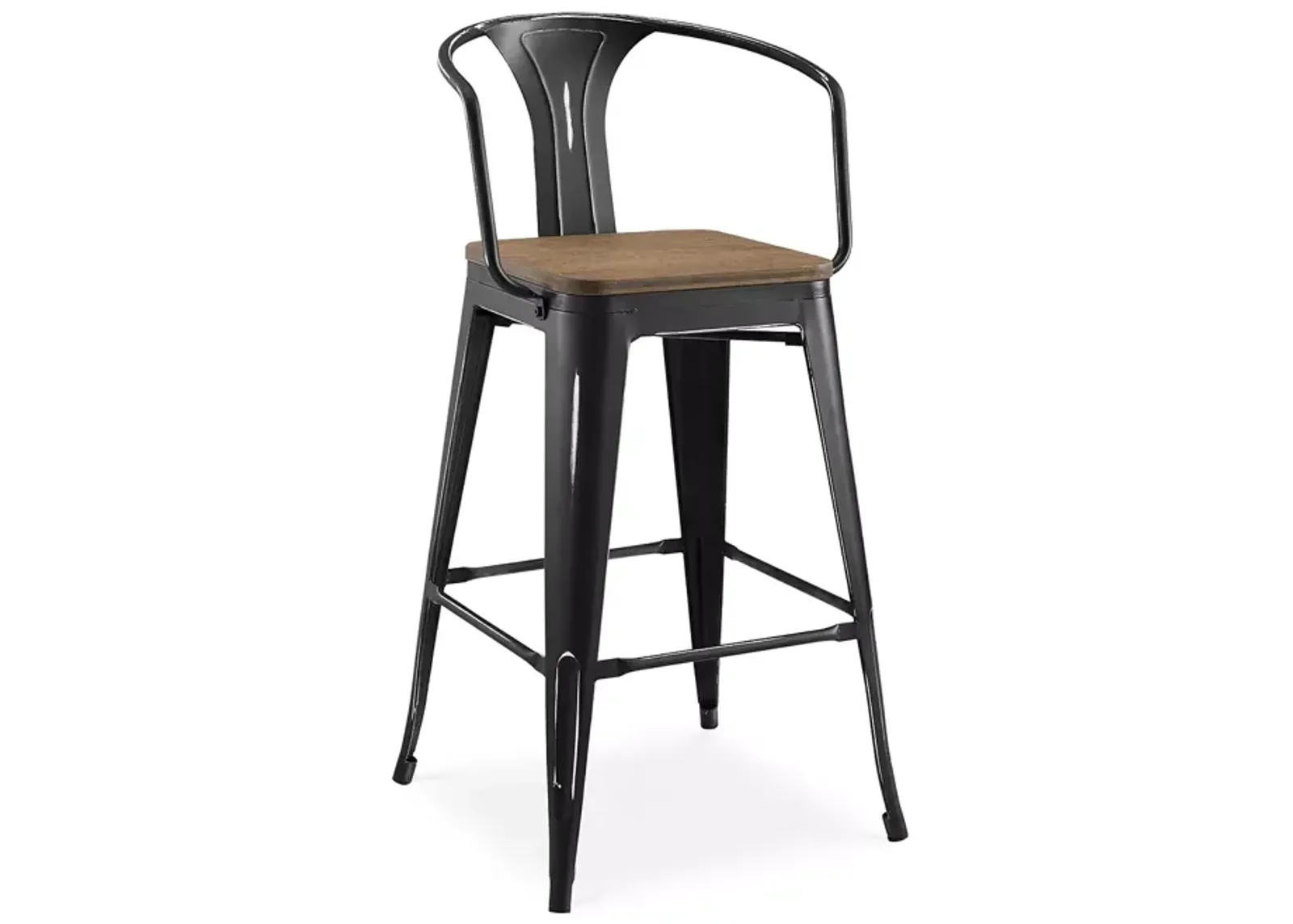 Modway Promenade Wooden Seat Bar Stool with Arms