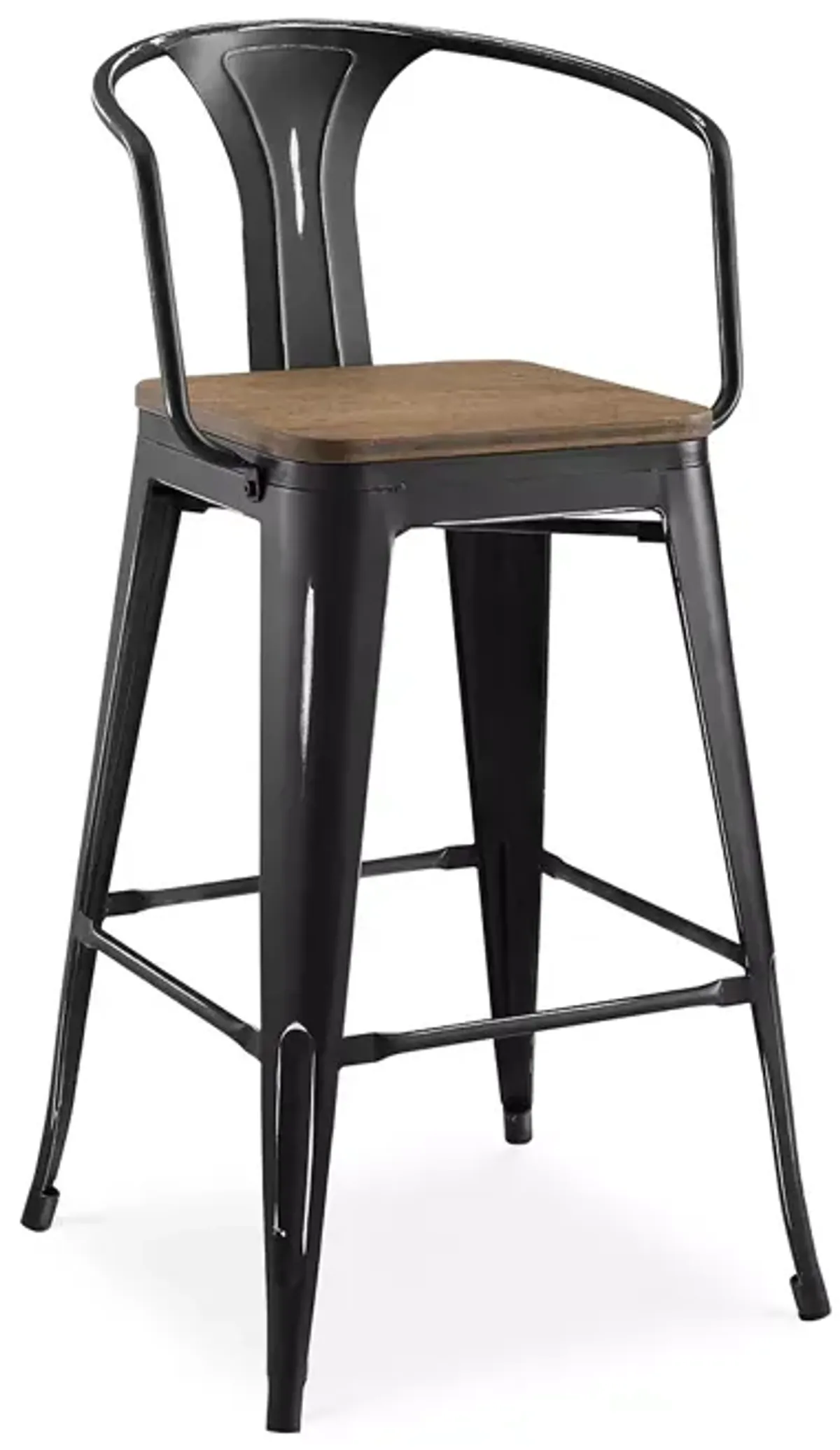 Modway Promenade Wooden Seat Bar Stool with Arms