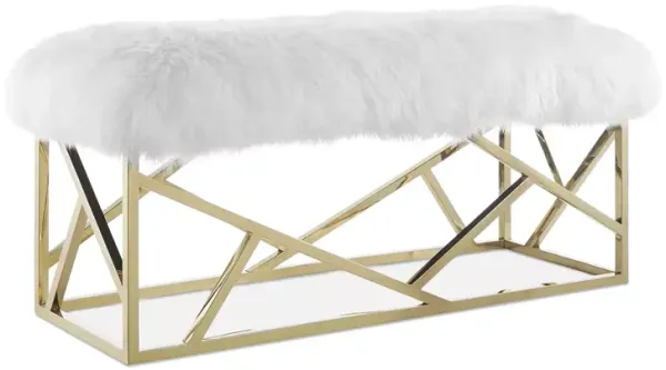 Modway Intersperse Sheepskin Gold Bench