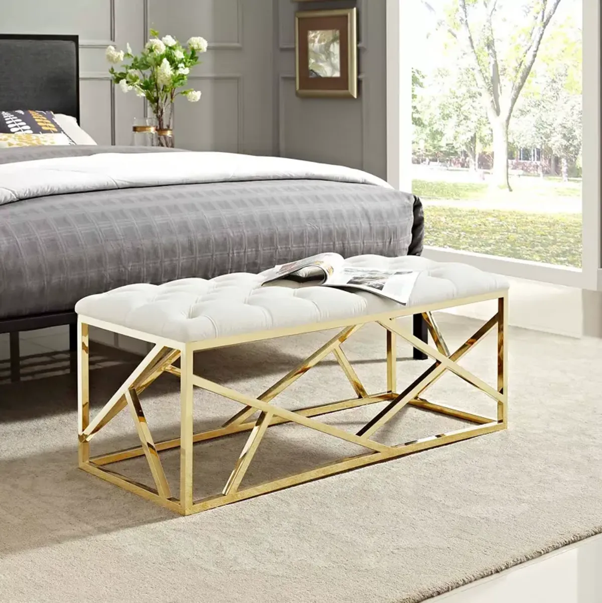 Modway Intersperse Gold Bench