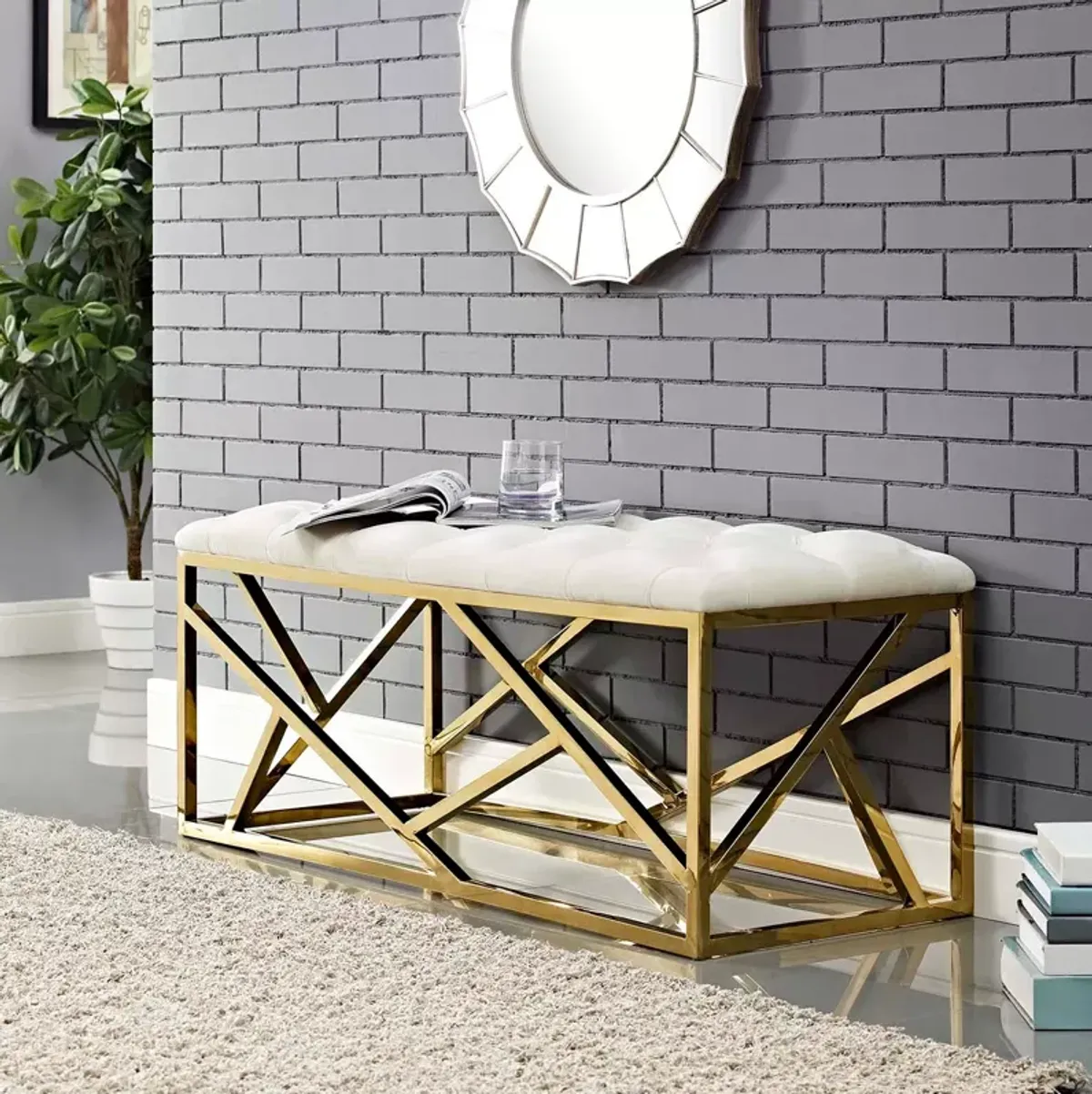 Modway Intersperse Gold Bench