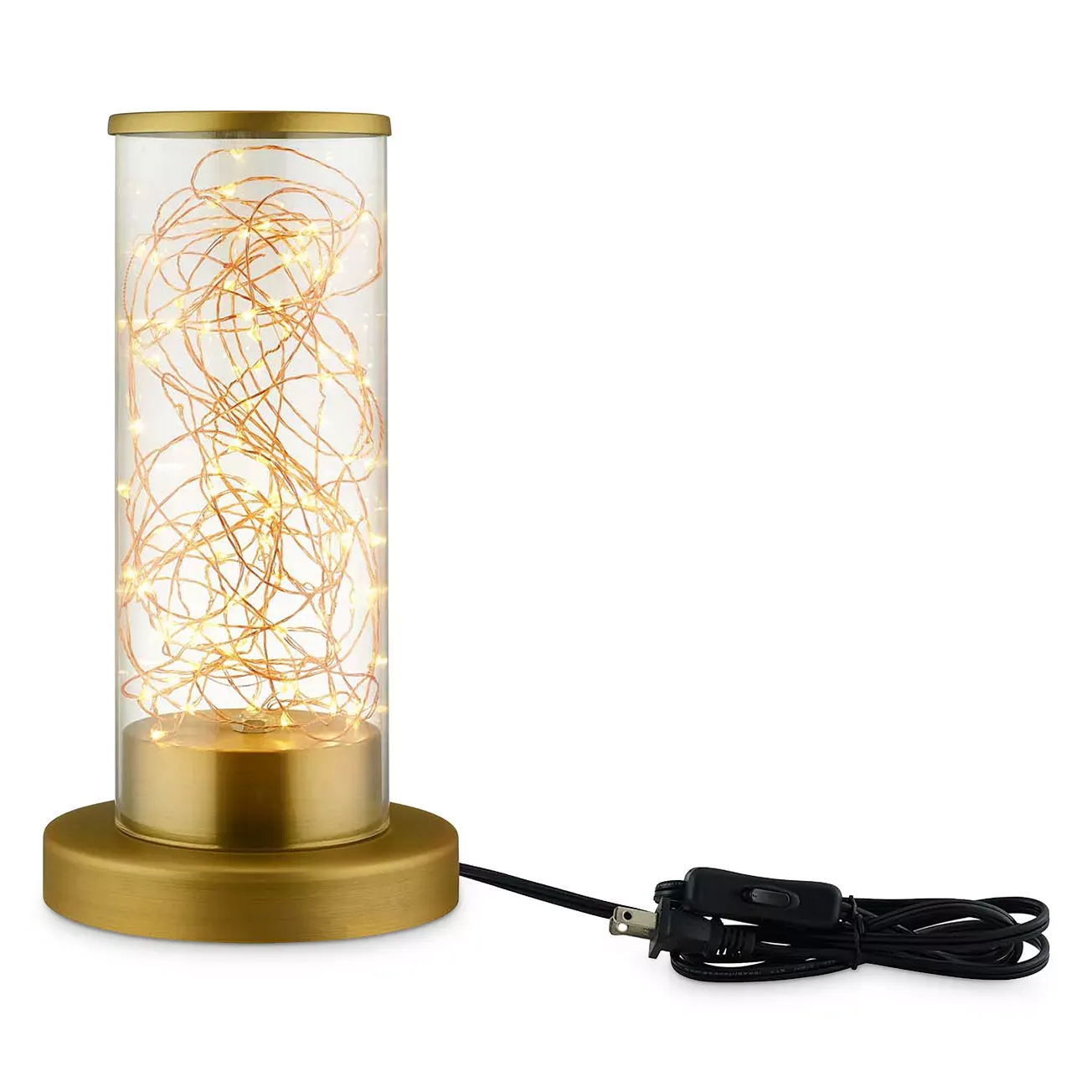 Modway Adore Cylindrical-Shaped Clear Glass And Brass Table Lamp