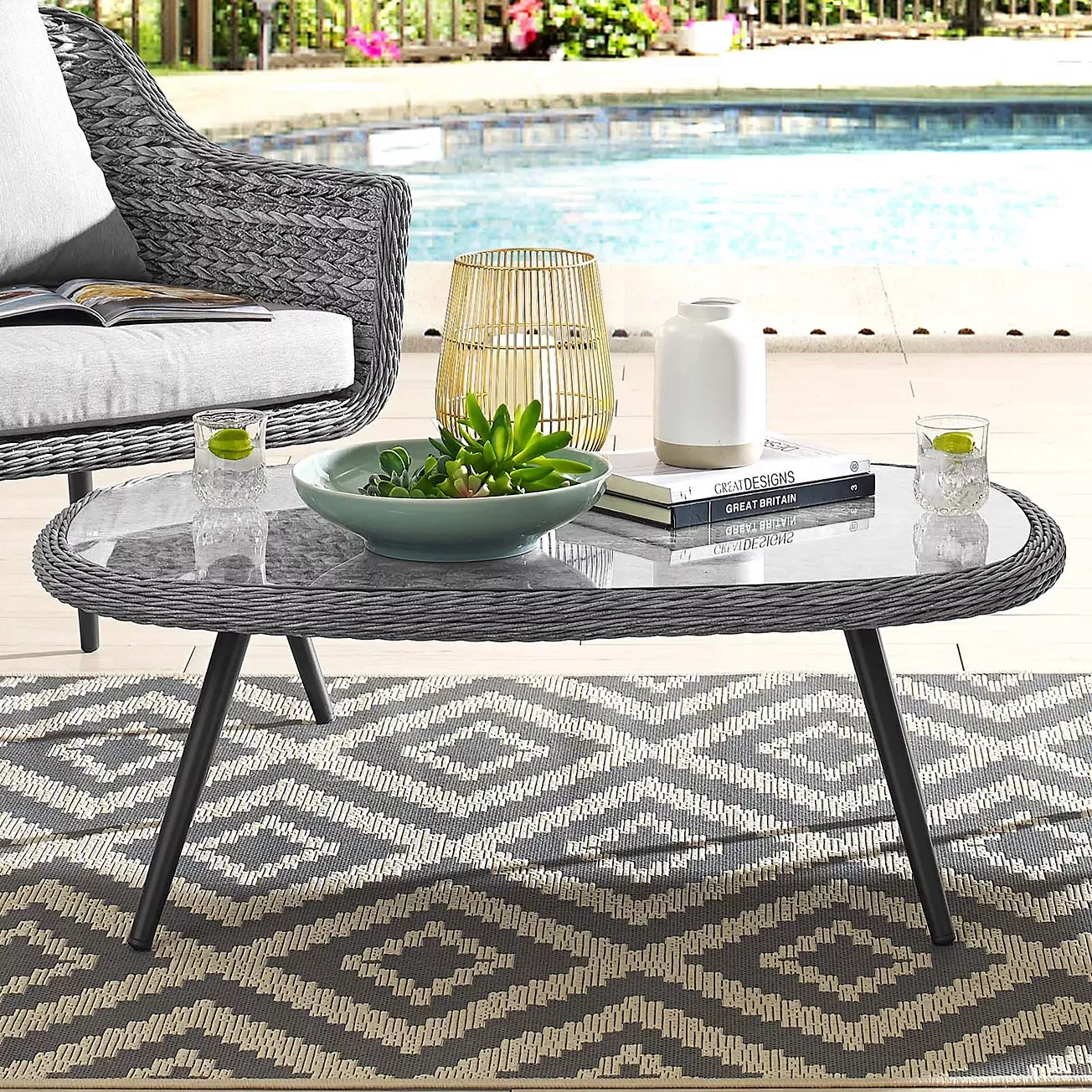 Modway Endeavor Outdoor Patio Wicker Rattan Coffee Table