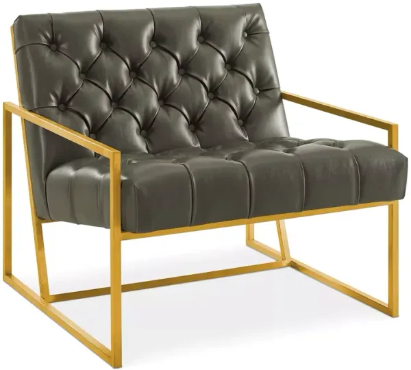 Modway Bequest Antique Gold Stainless Steel Faux Leather Accent Chair