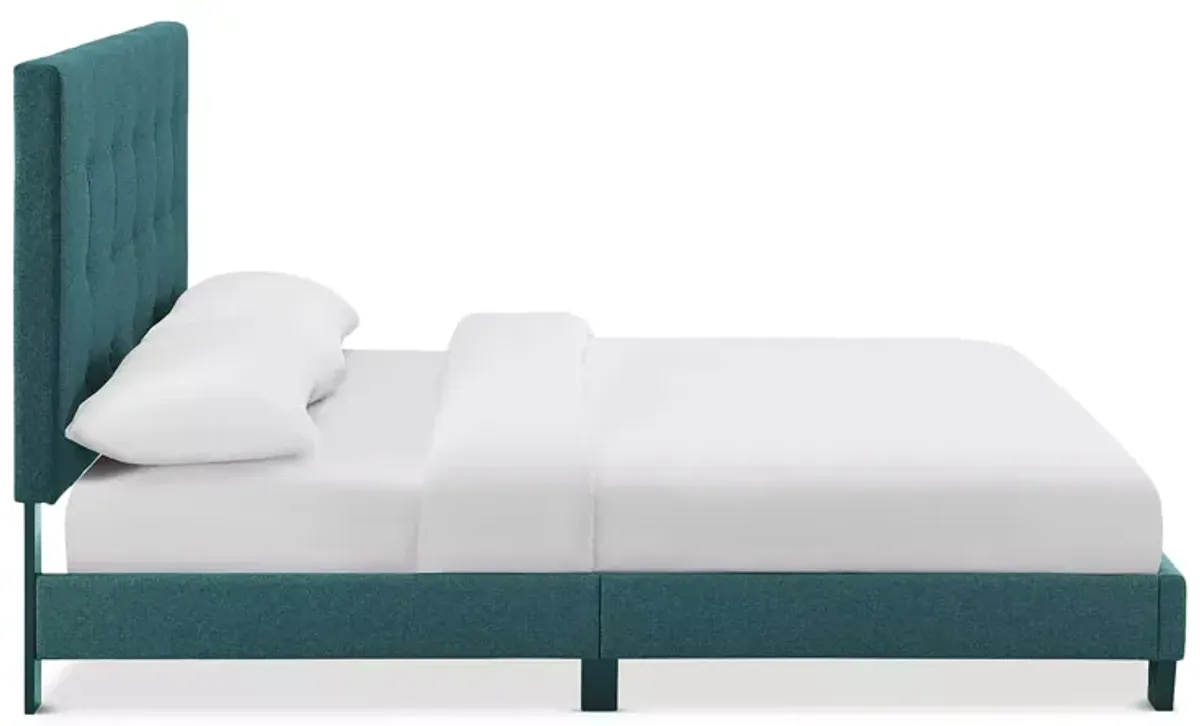 Modway Melanie Tufted Button Upholstered Fabric Platform Bed, Twin