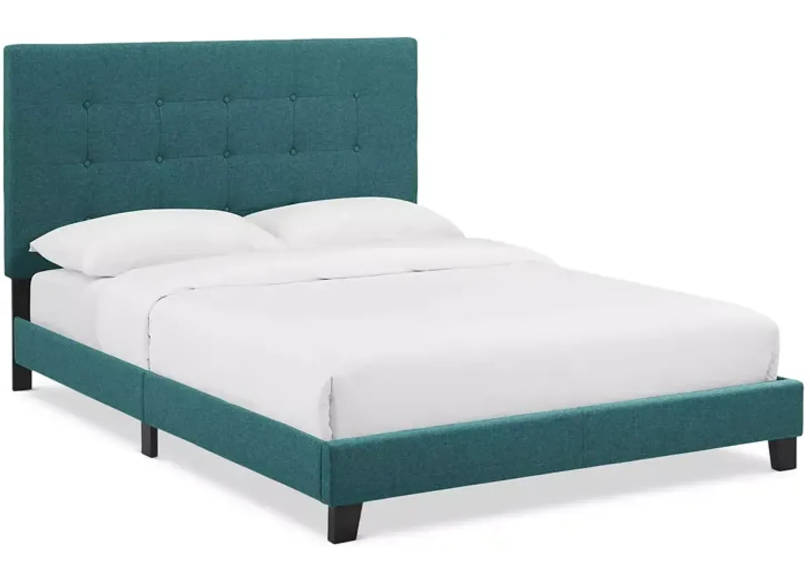 Modway Melanie Tufted Button Upholstered Fabric Platform Bed, Twin