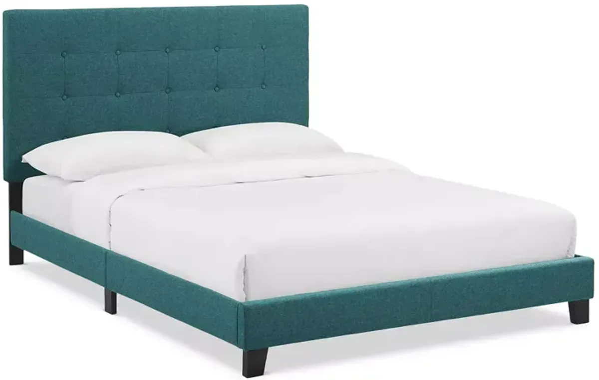 Modway Melanie Tufted Button Upholstered Fabric Platform Bed, Twin