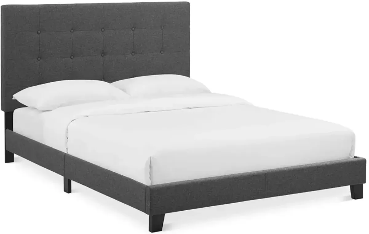 Modway Melanie Tufted Button Upholstered Fabric Platform Bed, Full