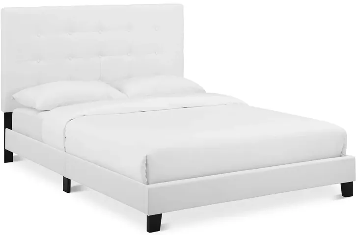 Modway Melanie Tufted Button Upholstered Fabric Platform Bed, Full