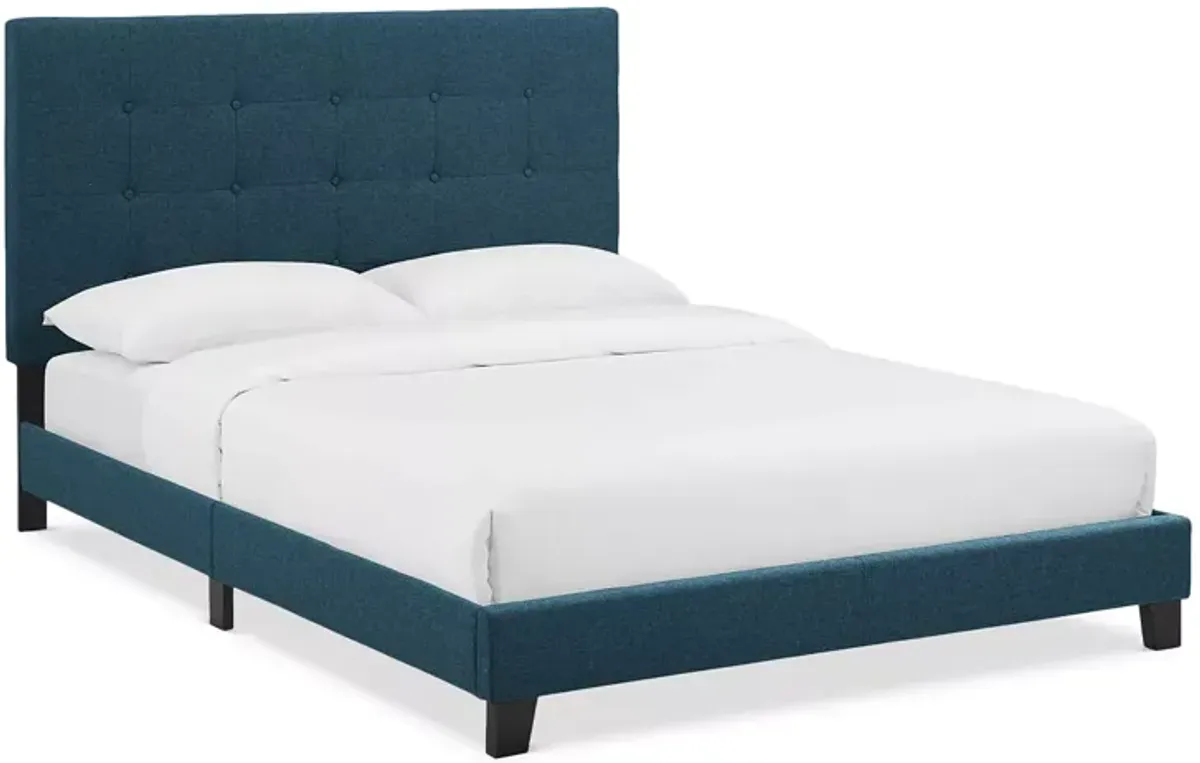 Modway Melanie Tufted Button Upholstered Fabric Platform Bed, Queen