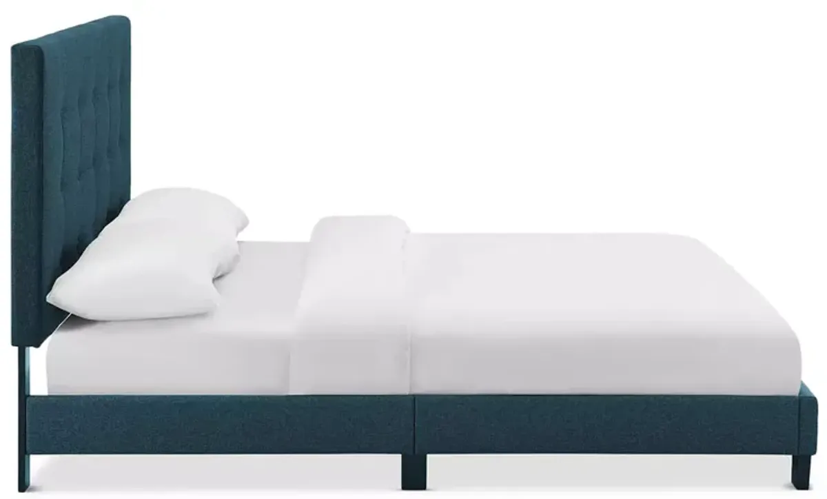 Modway Melanie Tufted Button Upholstered Fabric Platform Bed, Queen