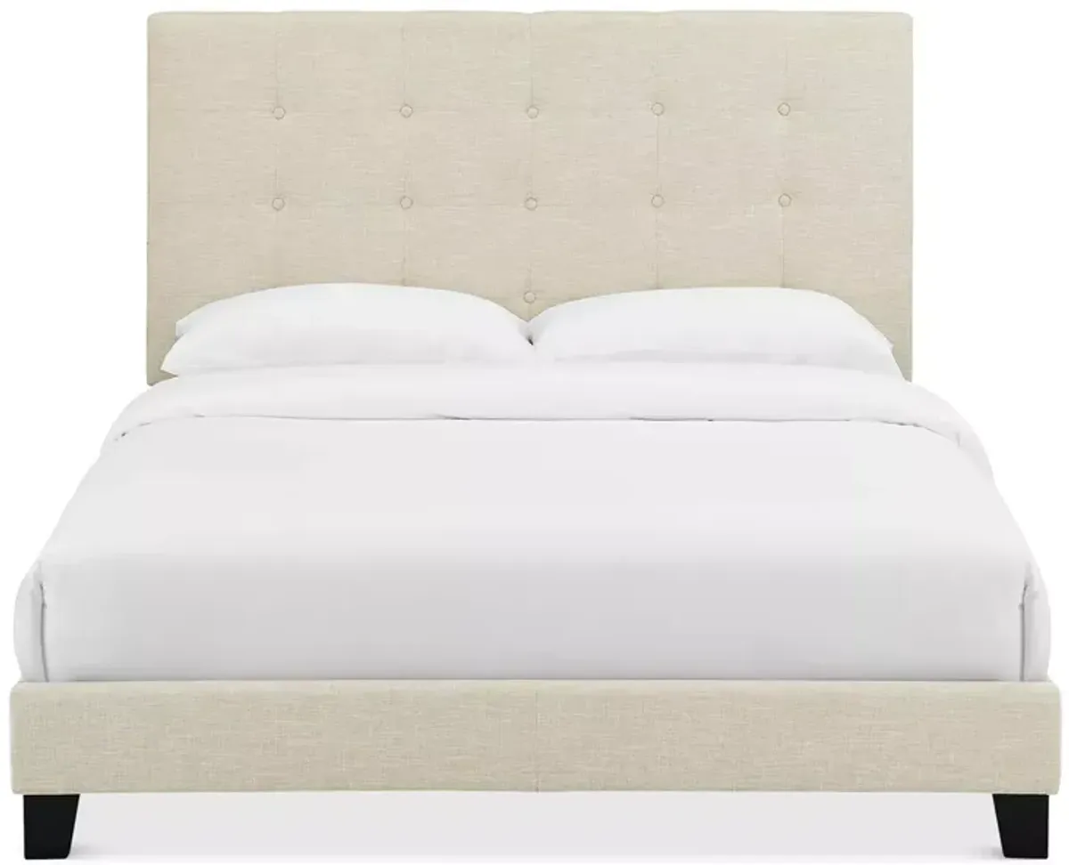 Modway Melanie Tufted Button Upholstered Fabric Platform Bed, Queen