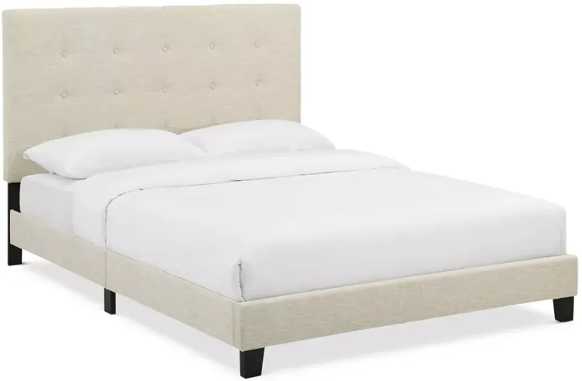 Modway Melanie Tufted Button Upholstered Fabric Platform Bed, Queen