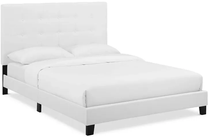 Modway Melanie Tufted Button Upholstered Fabric Platform Bed, Queen