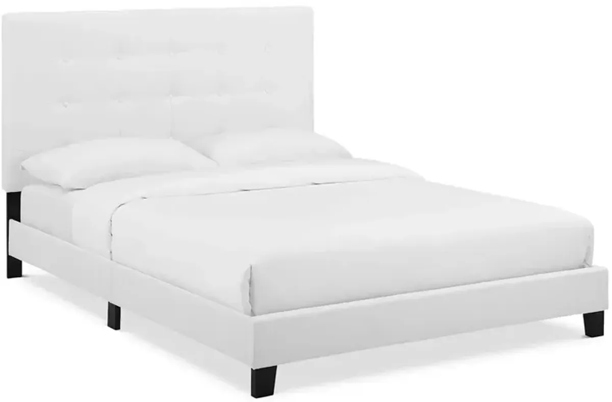 Modway Melanie Tufted Button Upholstered Fabric Platform Bed, Queen