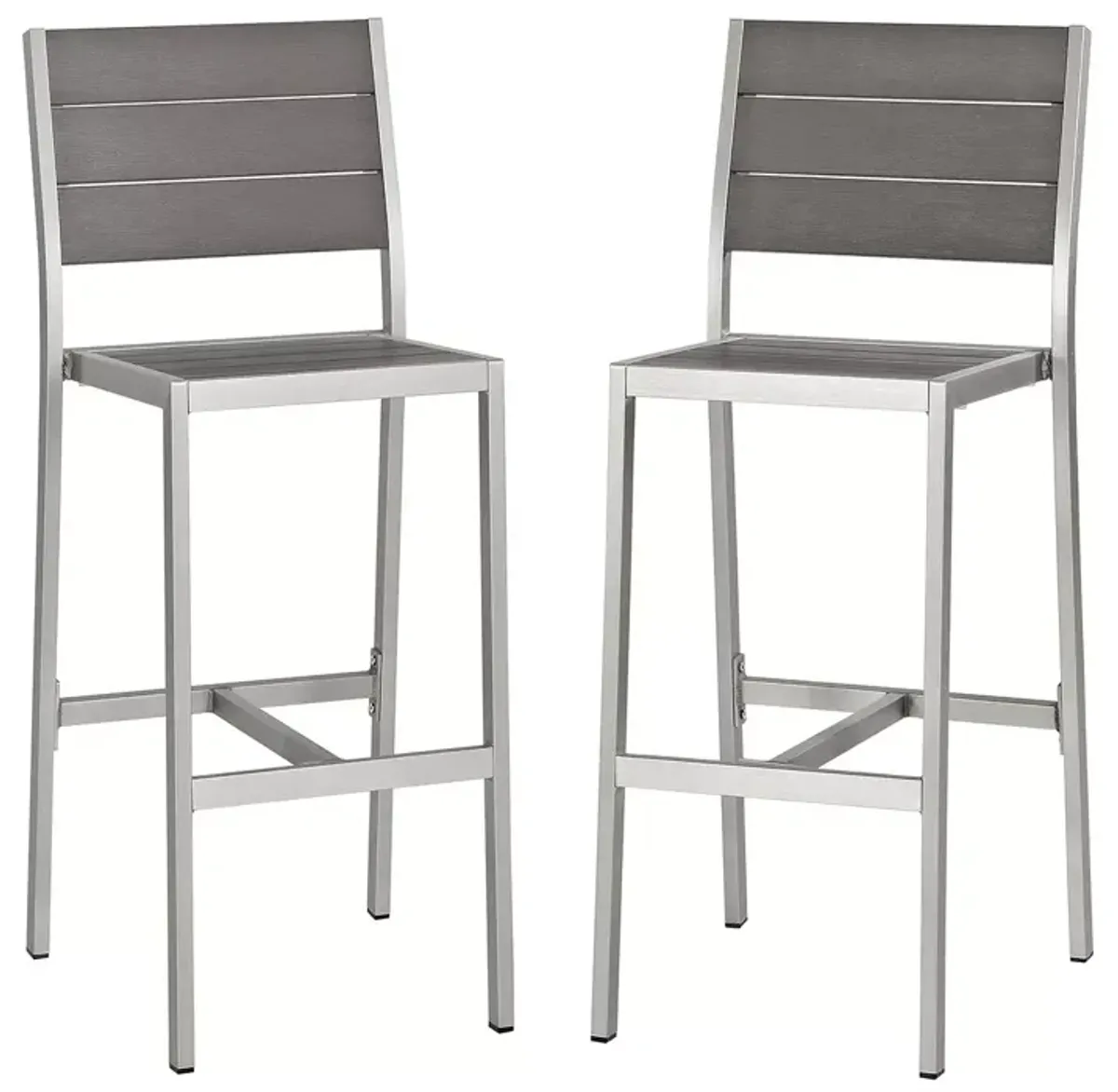 Modway Shore Outdoor Aluminum Armless Bar Stool, Set of 2