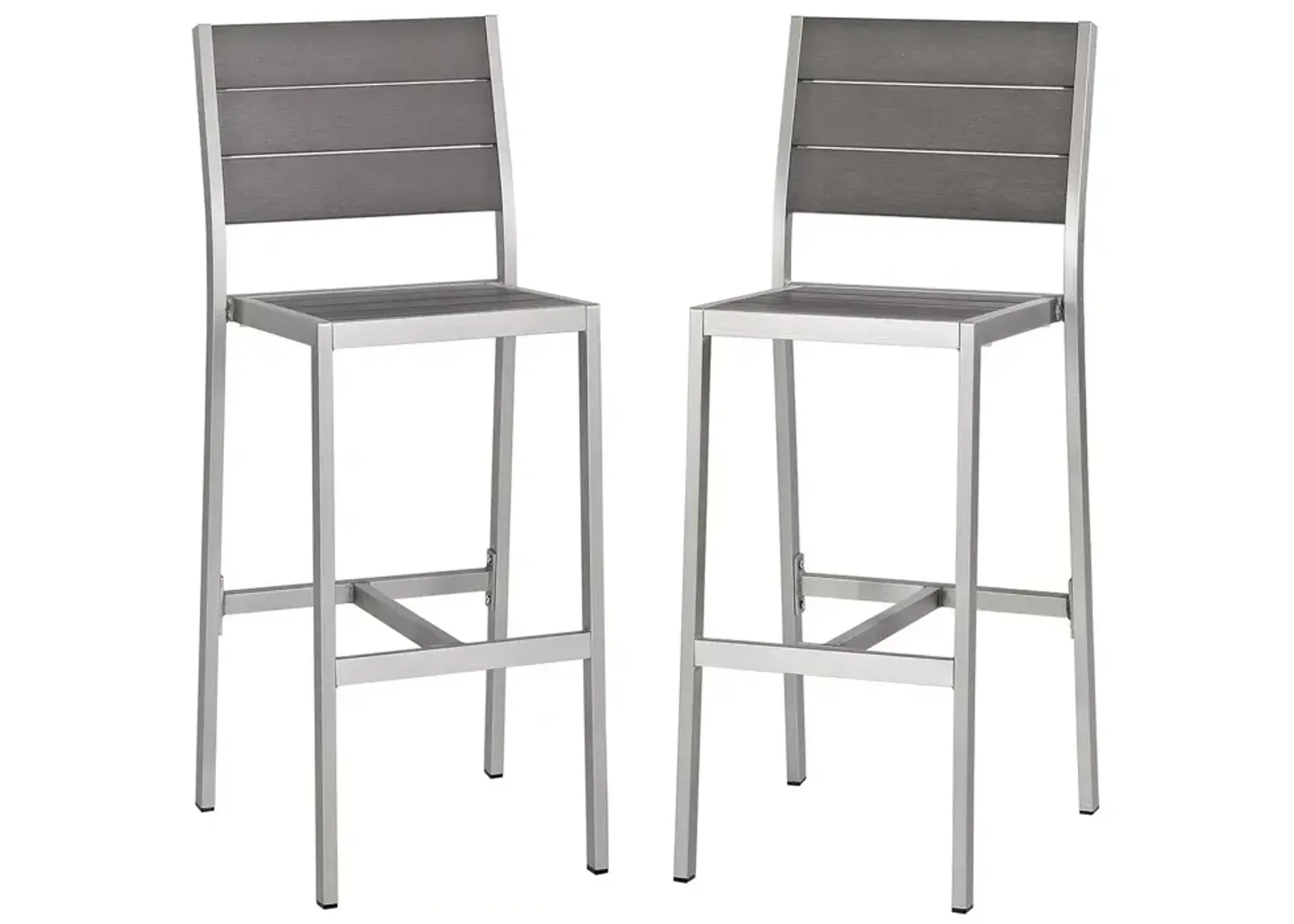 Modway Shore Outdoor Aluminum Armless Bar Stool, Set of 2