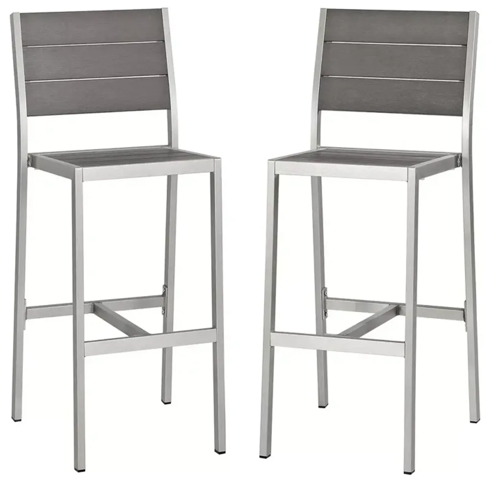 Modway Shore Outdoor Aluminum Armless Bar Stool, Set of 2