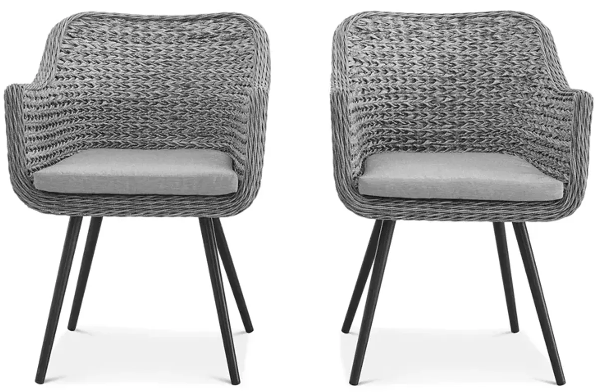 Modway Endeavor Outdoor Patio Wicker Rattan Dining Armchair, Set of 2