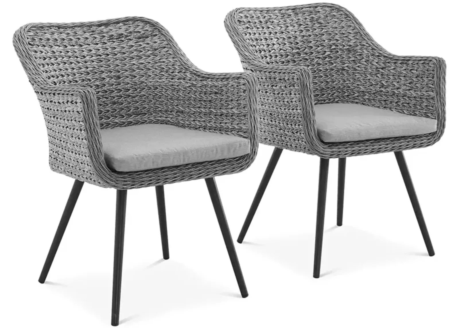 Modway Endeavor Outdoor Patio Wicker Rattan Dining Armchair, Set of 2