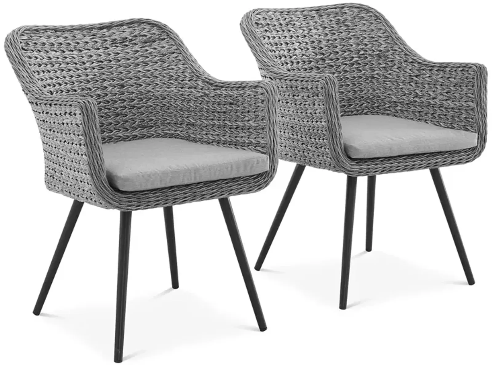 Modway Endeavor Outdoor Patio Wicker Rattan Dining Armchair, Set of 2