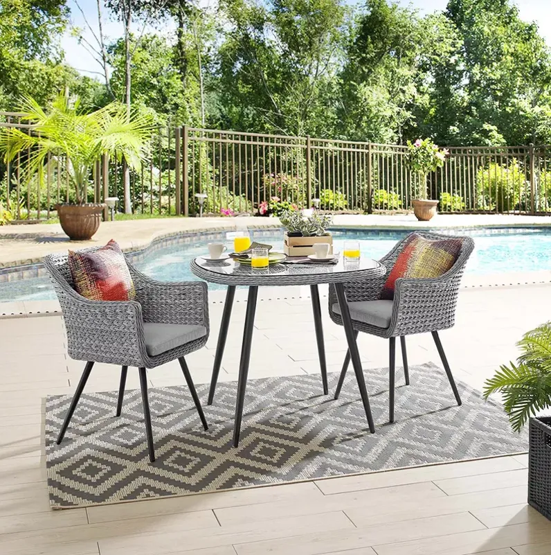 Modway Endeavor 3 Piece Outdoor Patio Rattan Dining Set