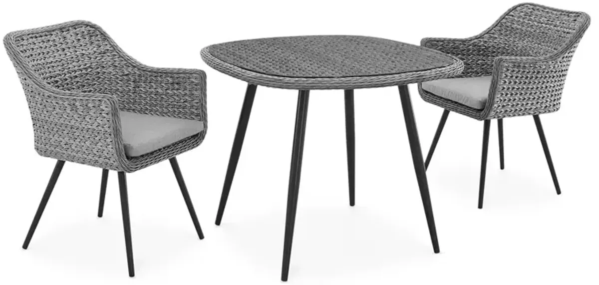 Modway Endeavor 3 Piece Outdoor Patio Rattan Dining Set