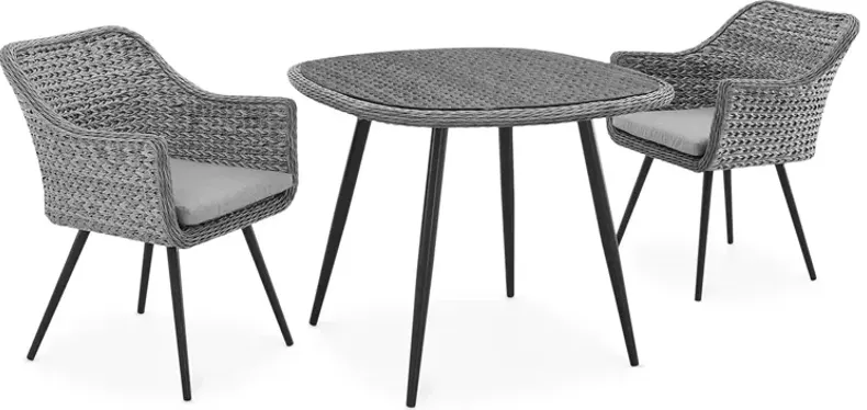 Modway Endeavor 3 Piece Outdoor Patio Rattan Dining Set