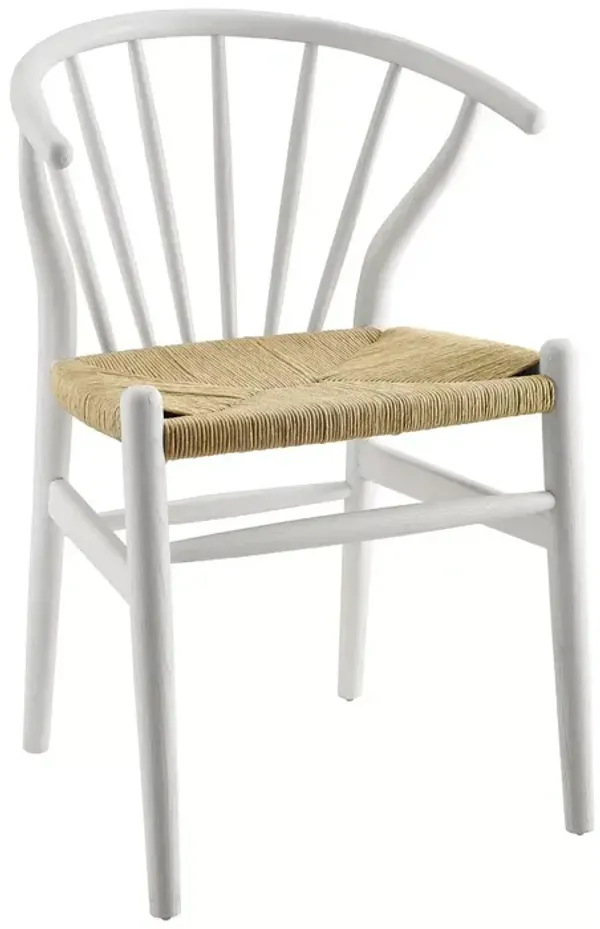 Modway Flourish Spindle Wood Dining Side Chair in White