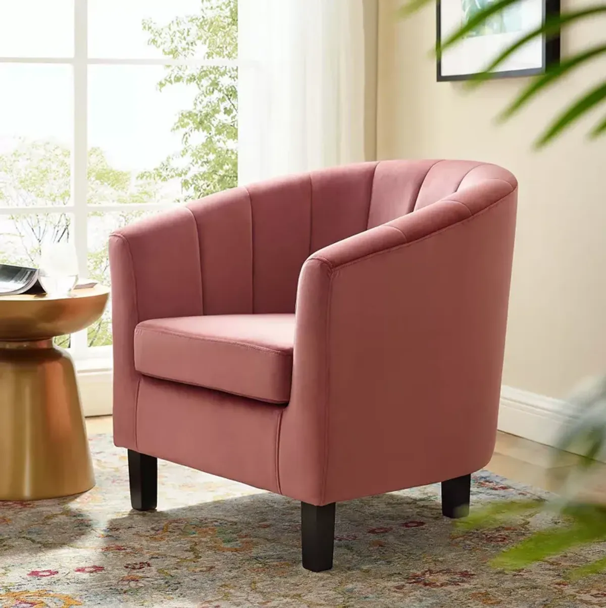 Modway Prospect Channel Tufted Upholstered Velvet Armchair