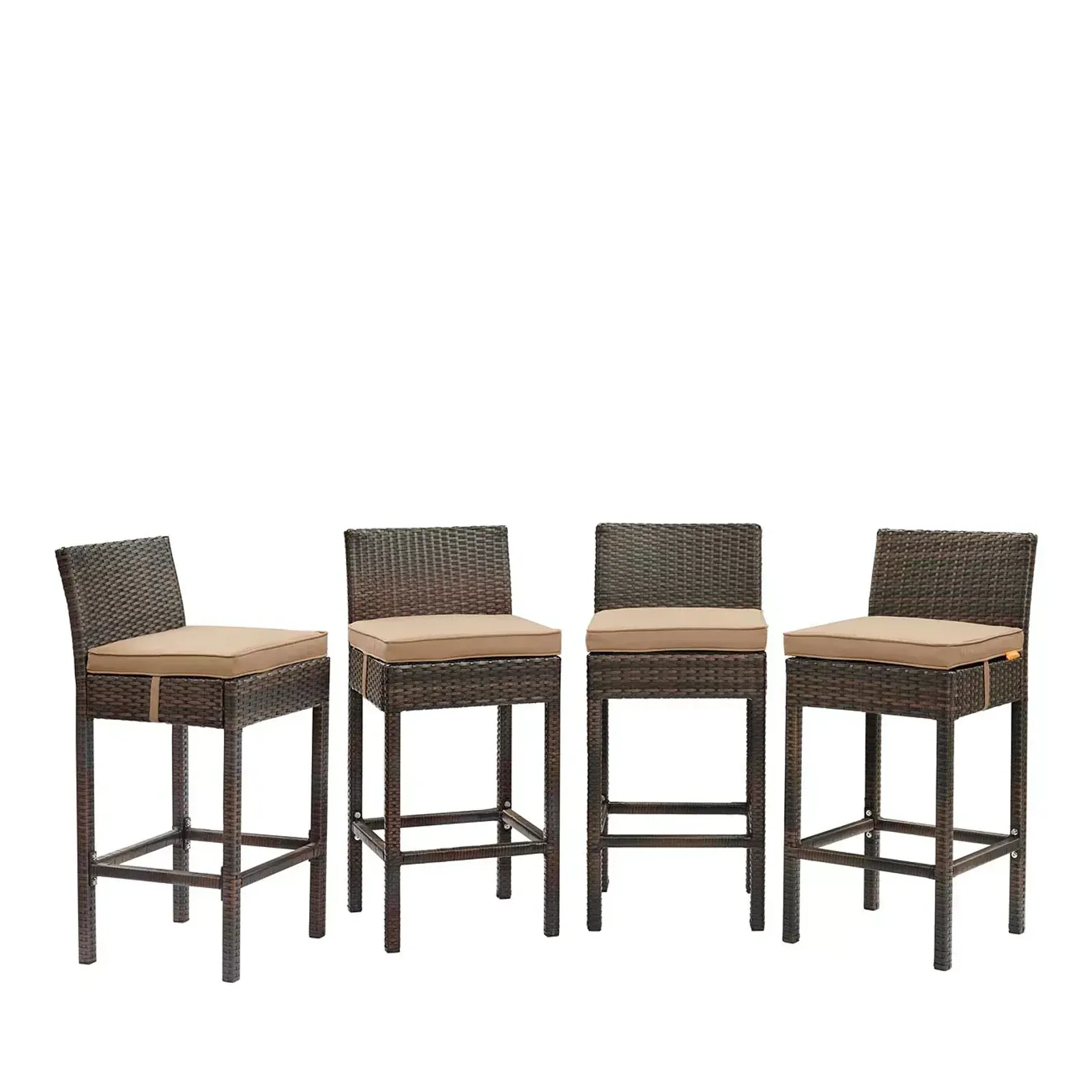 Modway Conduit Outdoor Patio Faux Rattan Bar Stool, Set of 4