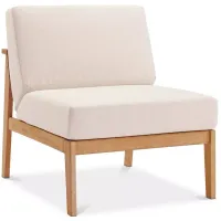 Modway Sedona Outdoor Patio Eucalyptus Wood Sectional Sofa Armless Chair