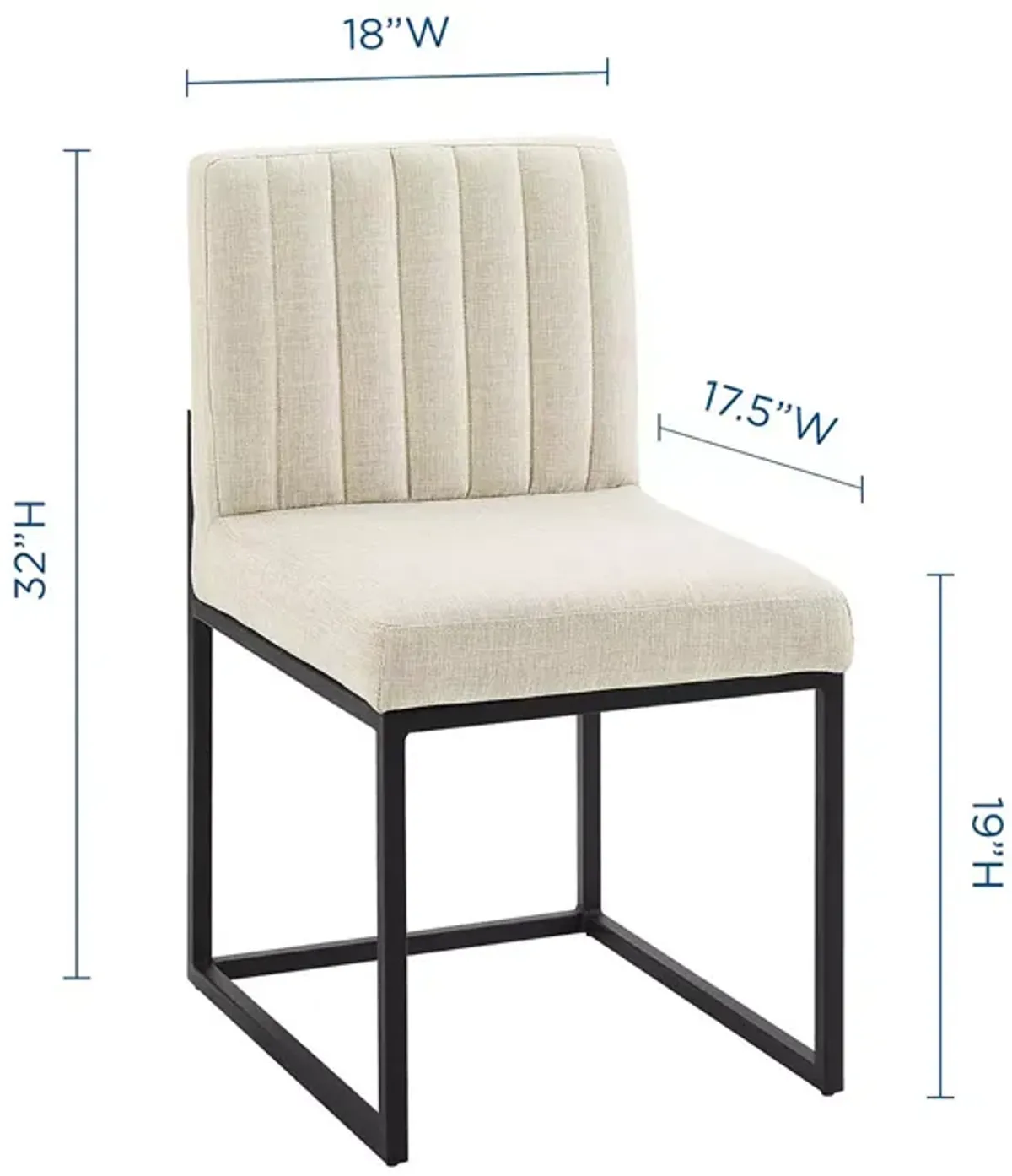 Modway Carriage Channel Tufted Sled Base Upholstered Fabric Dining Chair 