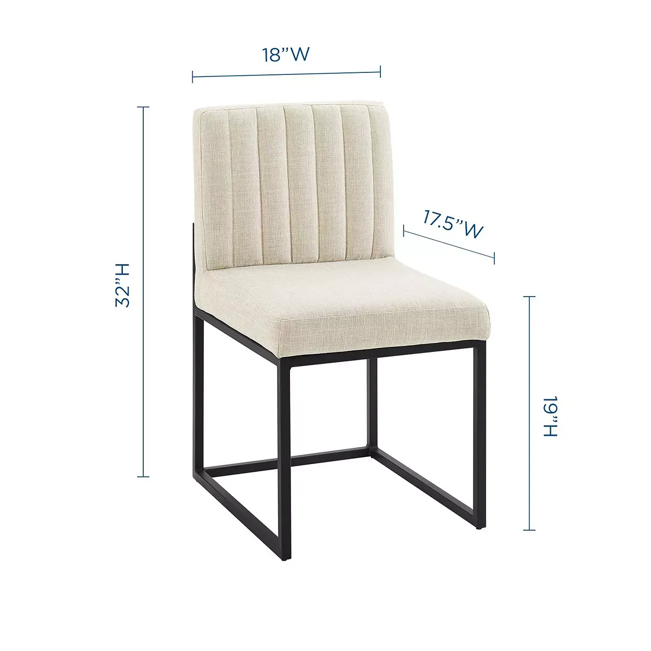 Modway Carriage Channel Tufted Sled Base Upholstered Fabric Dining Chair 