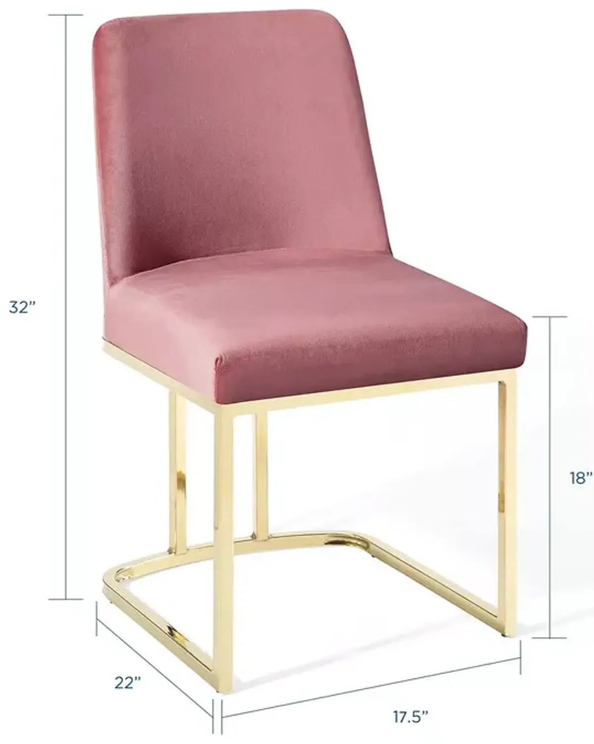 Modway Amplify Sled Base Performance Velvet Dining Side Chair in Gold Tone