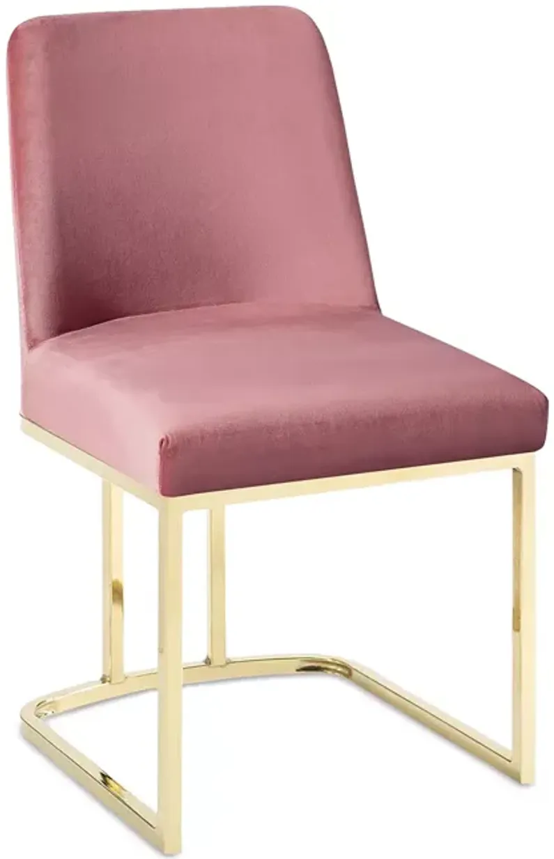 Modway Amplify Sled Base Performance Velvet Dining Side Chair in Gold Tone
