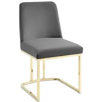 Modway Amplify Sled Base Performance Velvet Dining Side Chair in Gold Tone