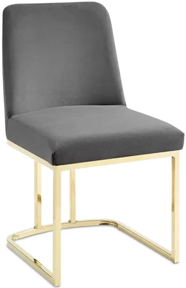 Modway Amplify Sled Base Performance Velvet Dining Side Chair in Gold Tone