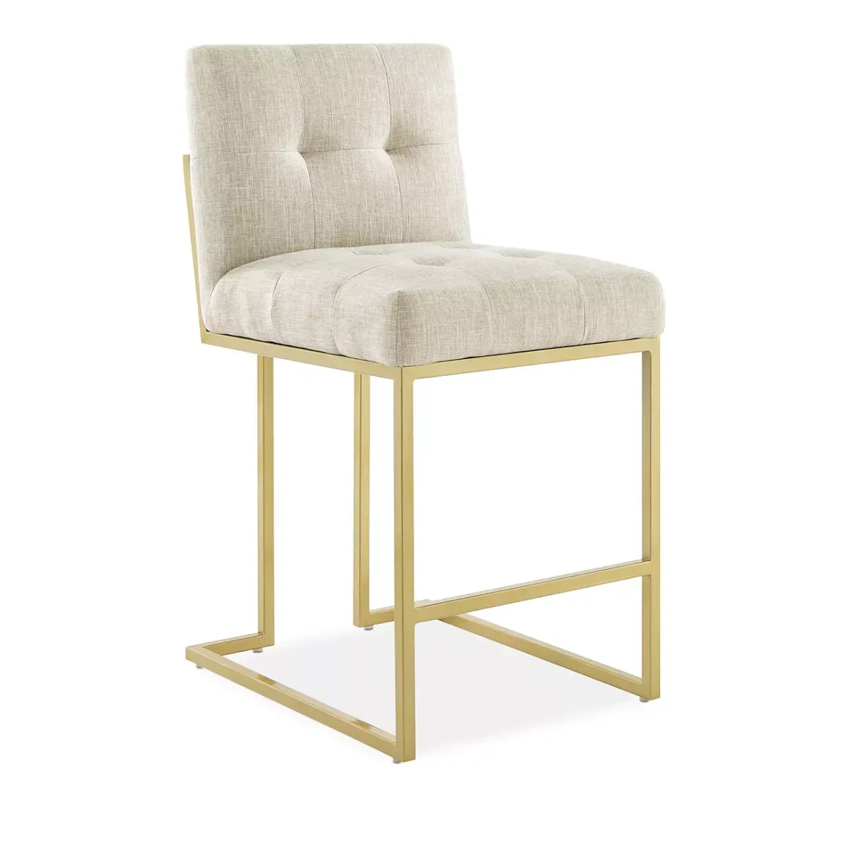 Modway Privy Gold Stainless Steel Upholstered Fabric Counter Stool