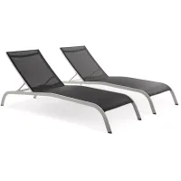 Modway Savannah Outdoor Patio Mesh Chaise Lounge, Set of 2