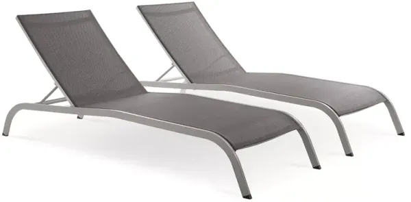 Modway Savannah Outdoor Patio Mesh Chaise Lounge, Set of 2
