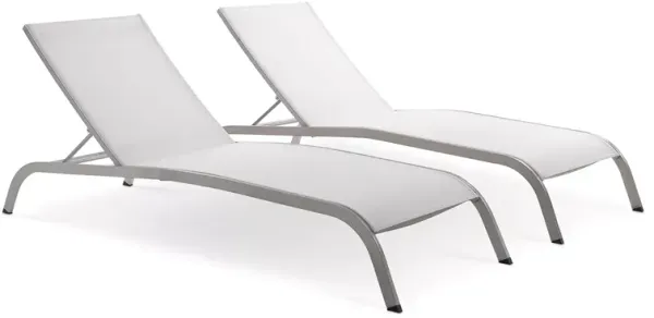 Modway Savannah Outdoor Patio Mesh Chaise Lounge, Set of 2