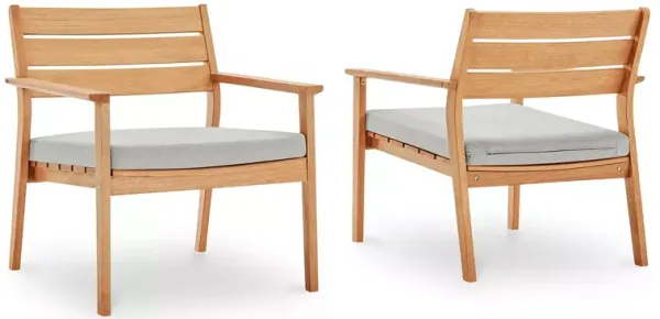 Modway Breton Outdoor Patio Ash Wood Armchair, Set of 2