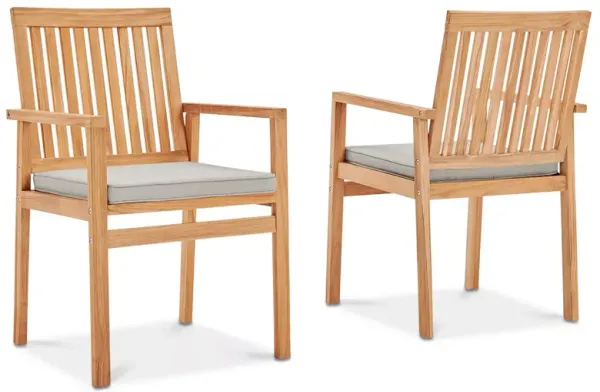 Modway Farmstay Outdoor Patio Teak Dining Armchair, Set of 2