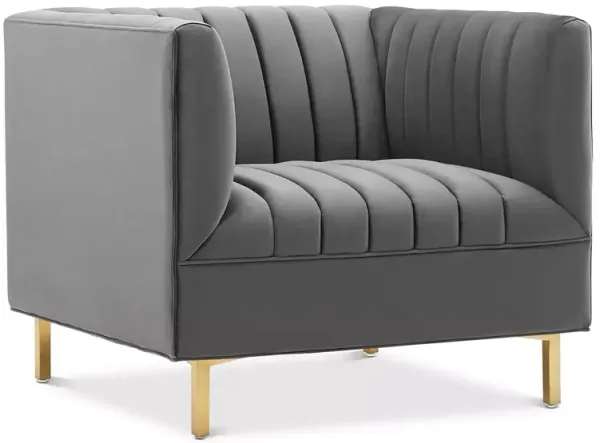Shift Channel Tufted Performance Velvet Armchair