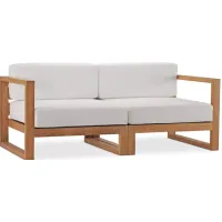 Modway Upland Outdoor Patio Teak Wood 2-Piece Sectional Loveseat