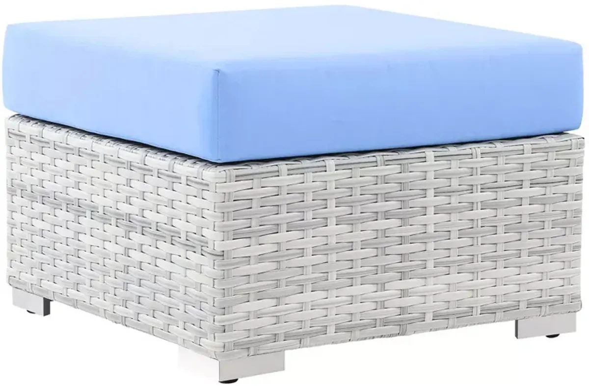 Modway Convene Outdoor Patio Ottoman in Light Gray & Light Blue