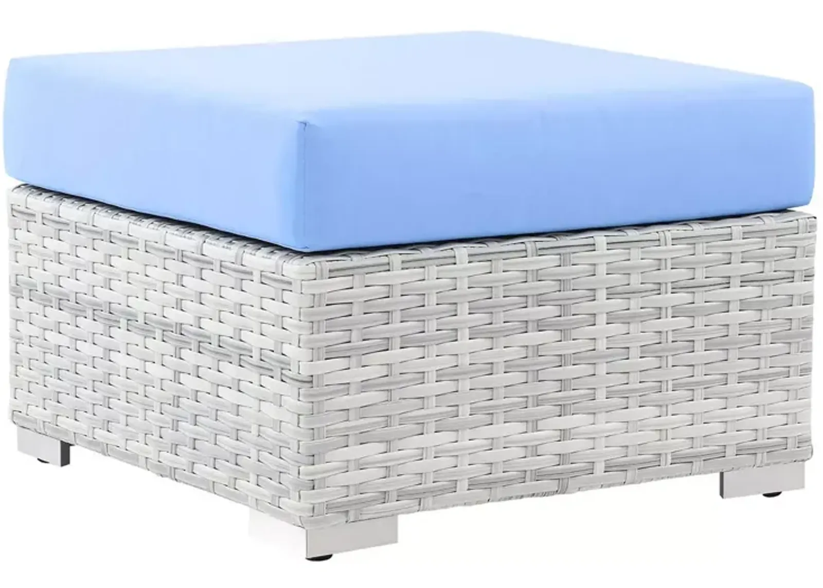 Modway Convene Outdoor Patio Ottoman in Light Gray & Light Blue